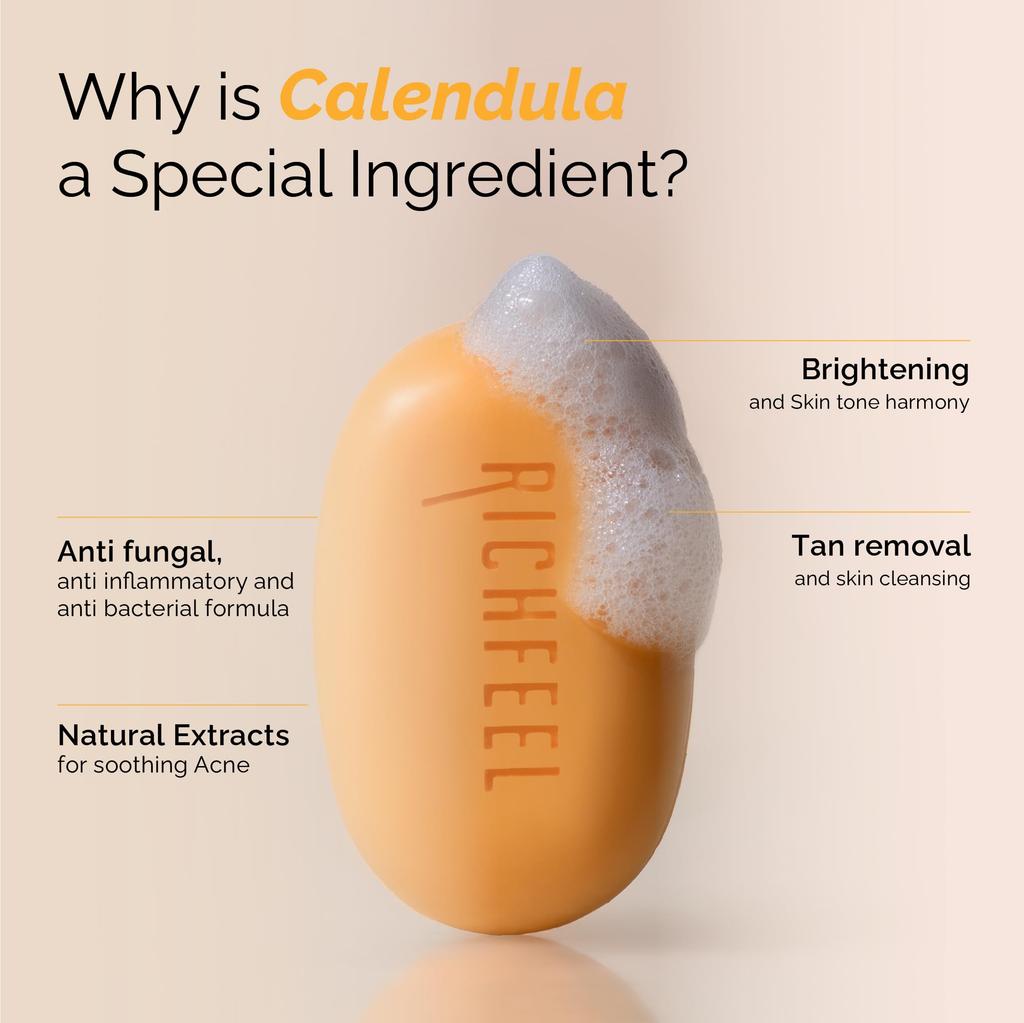 Richfeel Calendula Acne Soap, 75g (Pack of 3)