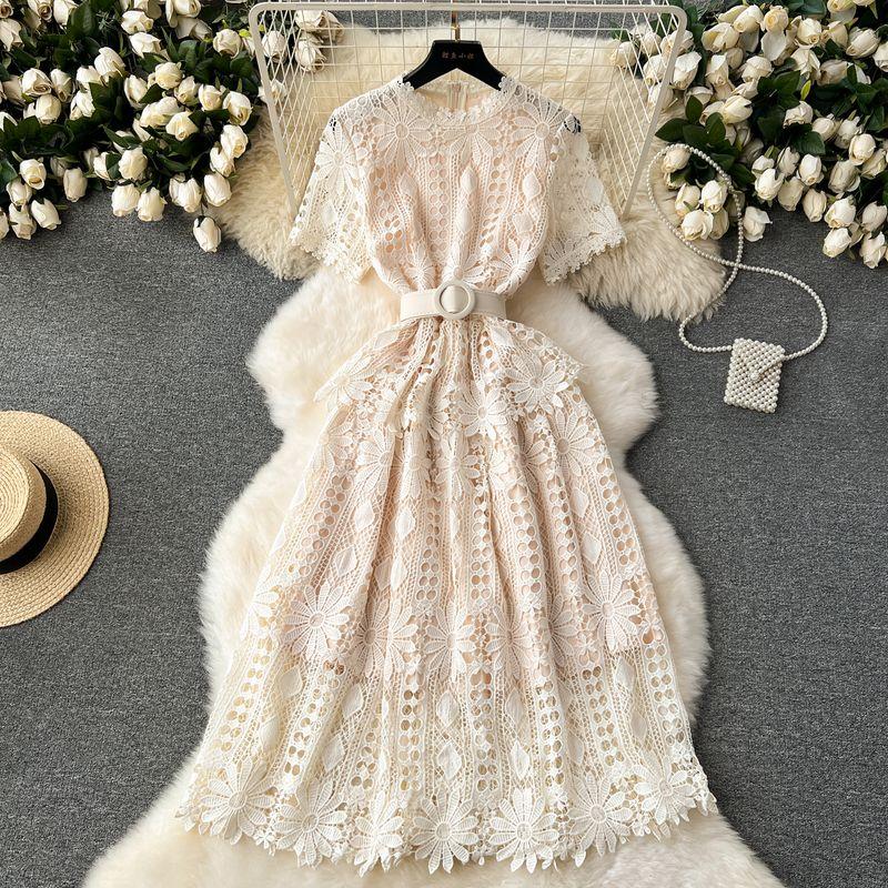 Ретро кружева оборки облегающее платье вышивка