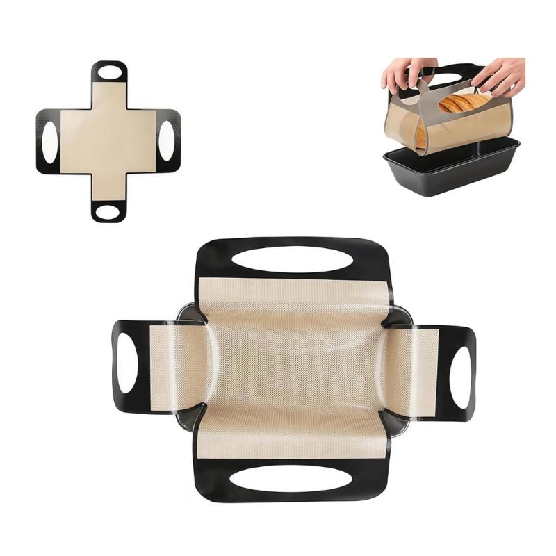 2Pcs Nonstick Silicone Baking Mats Heat Resistant Bread Slings Lifter Loaves Pan Liner Multipurpose Dough Transfer Tool