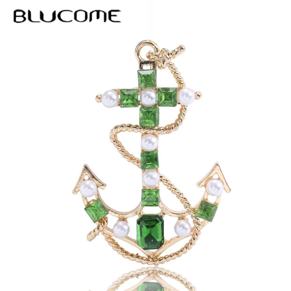 Blucome Лето 2023, зеленая брошь с якорем в виде лодки, стиль Барта, корсаж, винтажная универсальная булавка, аксессуары для одежды