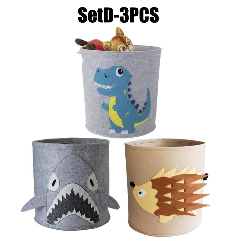 Adorable Cartoon Animal Felt Storage Bin Kids Toy Organizer Large Capacity Laundry Basket for Room Cloth Organizing Baskets