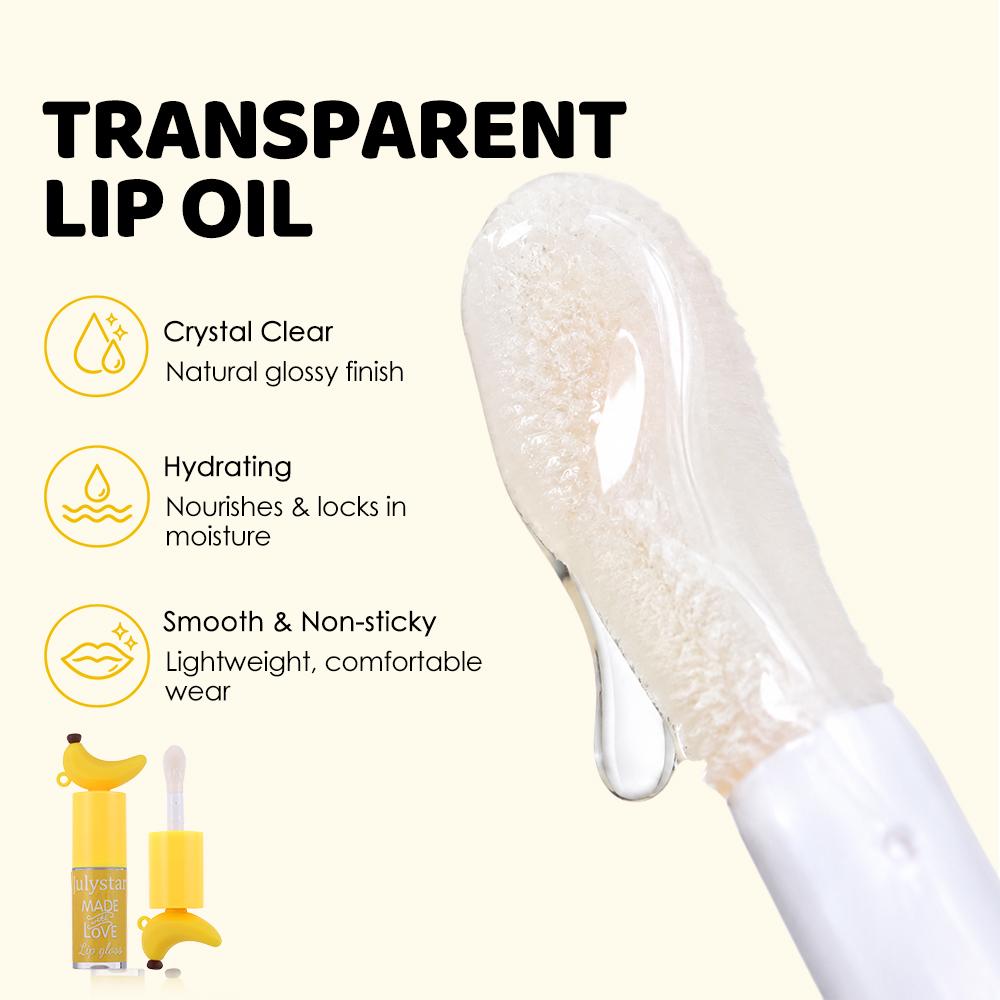 Banana Lip Gloss Oil, High Shine Mirror Glossy Clear Lip Tint, Deeply Hydrating Moisturizing Plumping Lip Glow Balm, Cute Fruit Lip Care Makeup