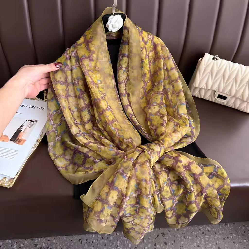 Silk Scarf Foulard Female Headbanda Luxury Hijab Women Soft Warm Pashmina Beach Scarves Echarpe Shawl Large Wrap Echarpe Bandana