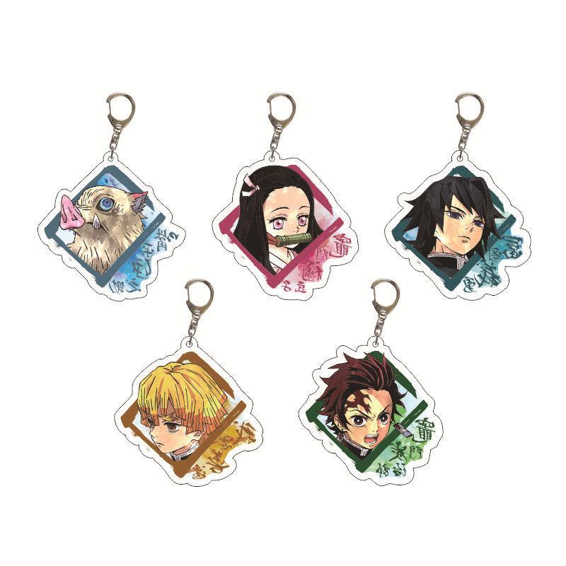 Клинок, рассекающий демонов Kimetsu No Yaiba Замок Бесконечности Акриловый брелок Украшения Токито Муичиро Игуро Обанзай Модель для действий Модели Игрушки