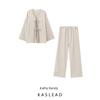 Kaslead New Arrival Women's Fashion Style Texture Kimono Shirt Casual Pants 5427754 5427502