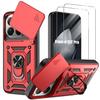Durable Case - E.F.CONNECTION - for Xiaomi 15T Pro - with Ring and Camera Cover - Red - 2 Screens