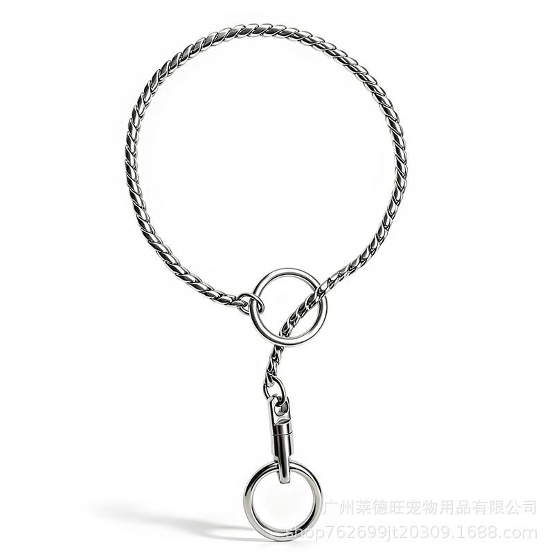 Stainless Steel Snake Chain Dog Collar With Swivel Snap Hook 5mm Heavy Duty Training Competition