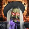 6 FT Halloween Flying Witch Decor Voice Activated Animatronic Witch On Broom with Light-up Eyes for Garden Yard Lawn Outdoor Indoor Decor