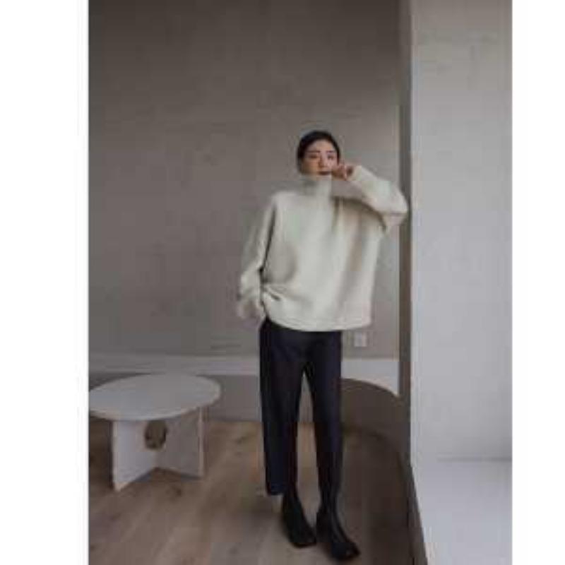 Женский свитер с высоким воротом, осенне-зимняя верхняя одежда, новый свободный вязаный свитер, внутренний топ