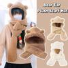 Earmuffs Plush Scarf Hat Gloves 3 In 1 Fleece Scarves Hat Sweet Bear Ear Plush Beanie Winter