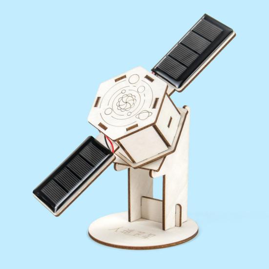 1 Set DIY Solar Artificial Satellite Model Kit Educational Handmade Wooden Puzzle Satellite