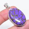 Natural Copper Charoite Gemstone 925 Sterling Silver Jewelry Pendant 1.89" V3Y26