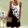 Женское мини-платье с цветочным принтом цветка лотоса, вечернее платье без рукавов, летнее пляжное платье, сарафан