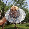 New Summer Outdoor Sports Beach Sun Shading Fashion Bamboo Fan Hat Foldable Bamboo Multifunctional Tourism Fan Hat Decoration
