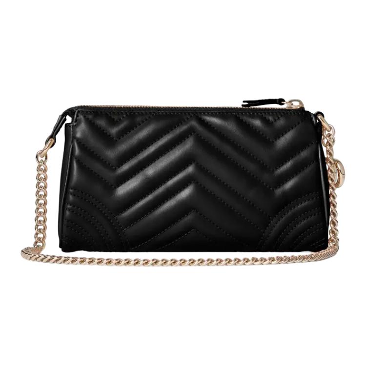Gucci GG Marmont Logo Double G Zipper Leather Shoulder Bag Small Women shoulder bag Black 847589-DTDFT-1000