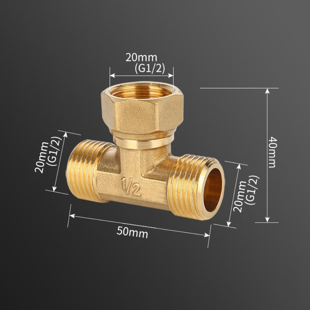 New 1/2 BSP Pneumatic Plumbing Connector Tee Type Male/Female Thread Copper Fittings Water Oil Gas Adapter