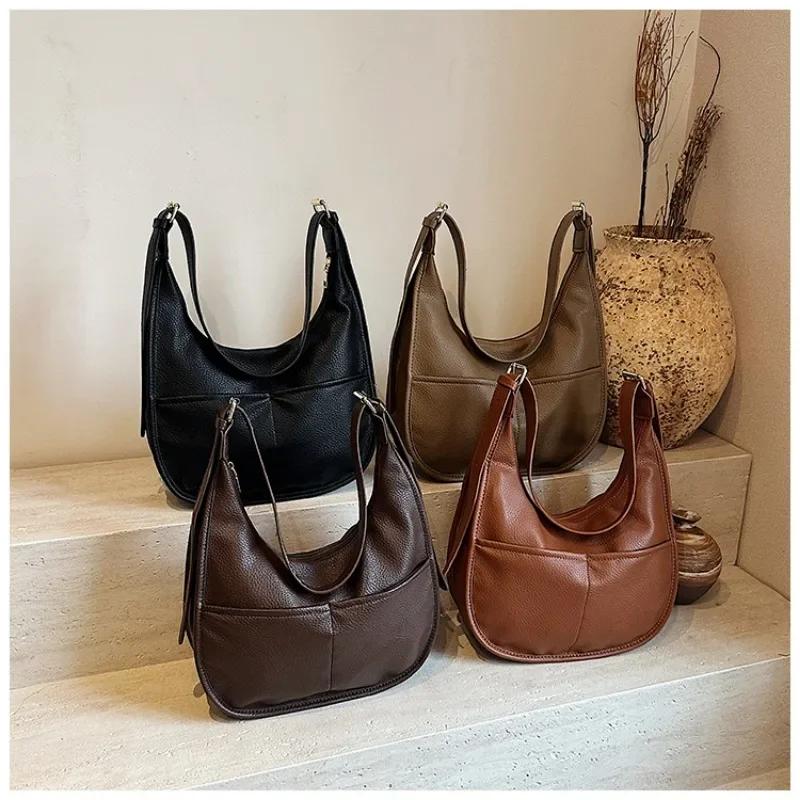 Высококачественная фактурная сумка для женщин большой вместимости, новая осенне-зимняя ретро-сумка через плечо, повседневная водоизмещающая сумка