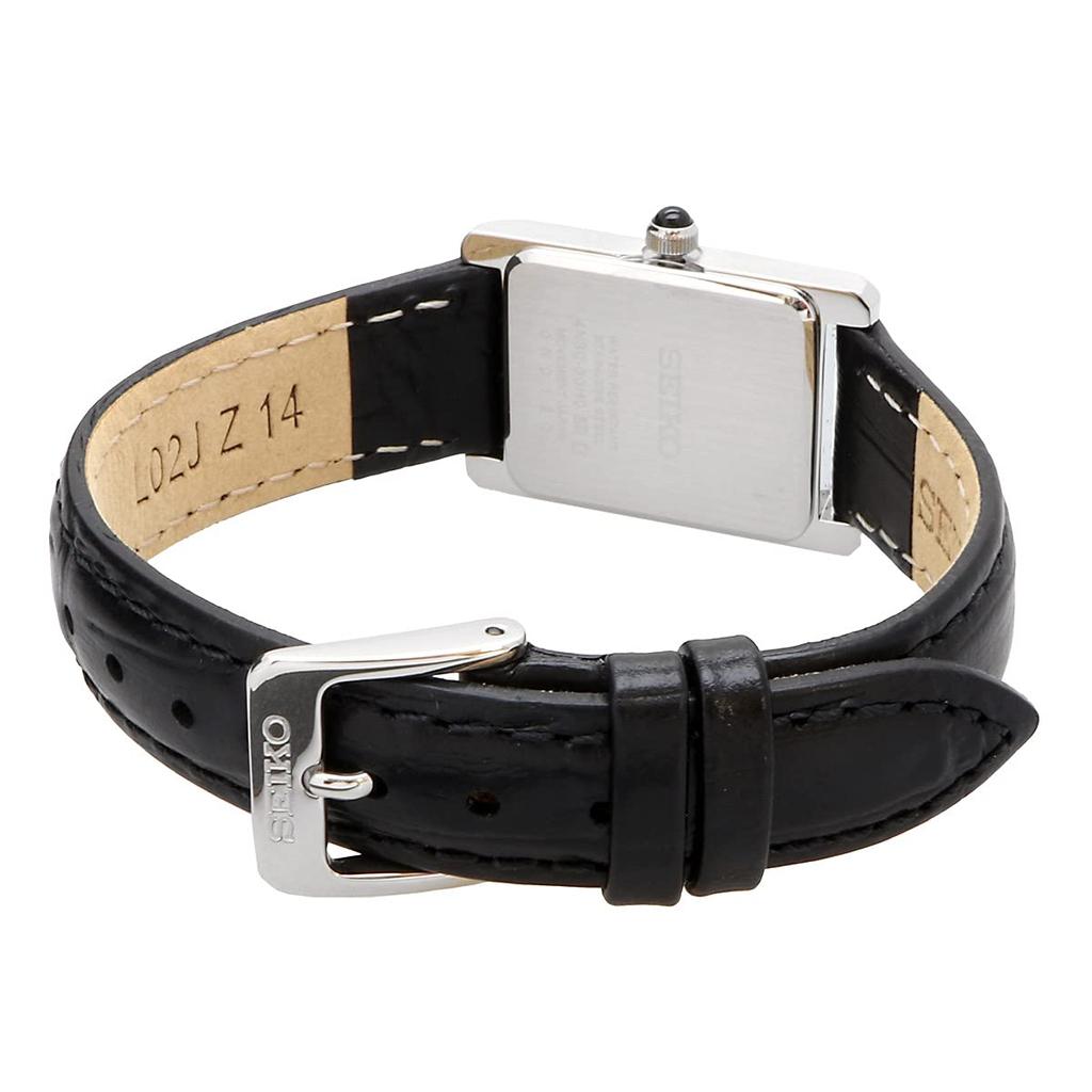Часы SEIKO Square Design Quartz SWR053 с белым циферблатом и черным кожаным ремешком [Seiko] Женские [Товар]