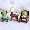 2PCs/set Cute Rocking Chair Frog Models Mini Small Chair Ornaments  Photo Props