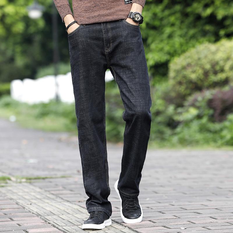 Весенние джинсы, мужские эластичные свободные широкие брюки, мужские джинсы для толстого парня, большая мужская одежда