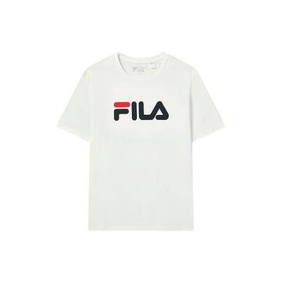 Fila SS22 Американская Ретро Футболка с Большим Логотипом Однотонная с Коротким Рукавом Унисекс Топы Белая F51U228199FWT