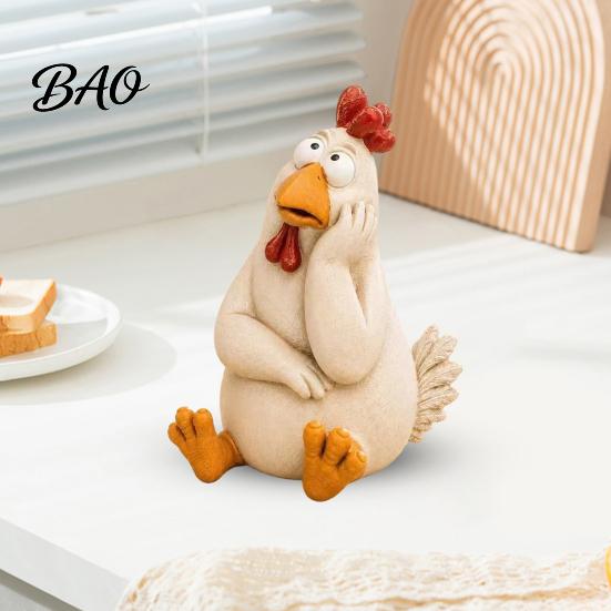 Garden Potted Plant Accents Funny Chicken Statue, Resin Figurine, Farmhouse Outdoor Durable Decor Yard for Balcony Flowerpot, Lawn, Decoration