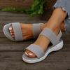 Fashion Casual Sandals Solid Color Open Toe Wedge Heel Roman Beach Sandals Female Trend Summer New Style Female Slippers