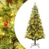 Day and Night - Day and Night Christmas Tree with Lights and Pine Cones PVC PE Green 225 Cm