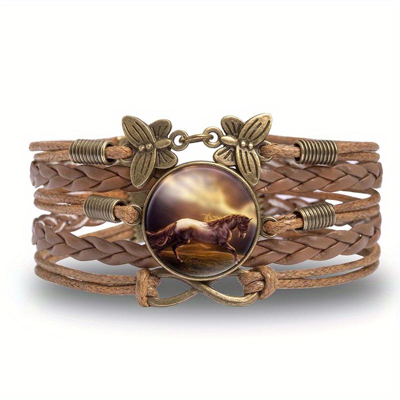 Творческий плетеный браслет из искусственной кожи в винтажном стиле для женщин