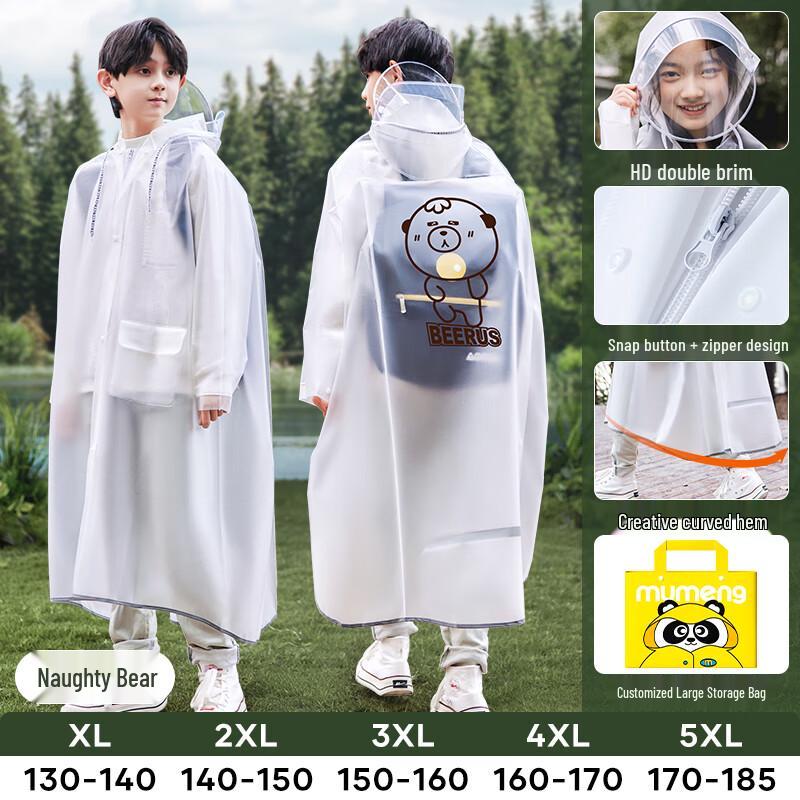 Moremerry Kids' Rain Poncho with Backpack Slot