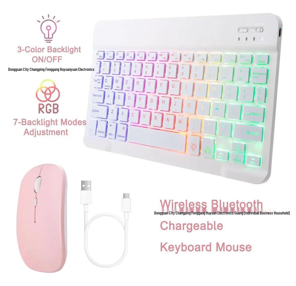 Защитный чехол для iPad 11-го поколения с Bluetooth-клавиатурой с RGB-подсветкой, слотом для стилуса и мышью для моделей 10-го поколения