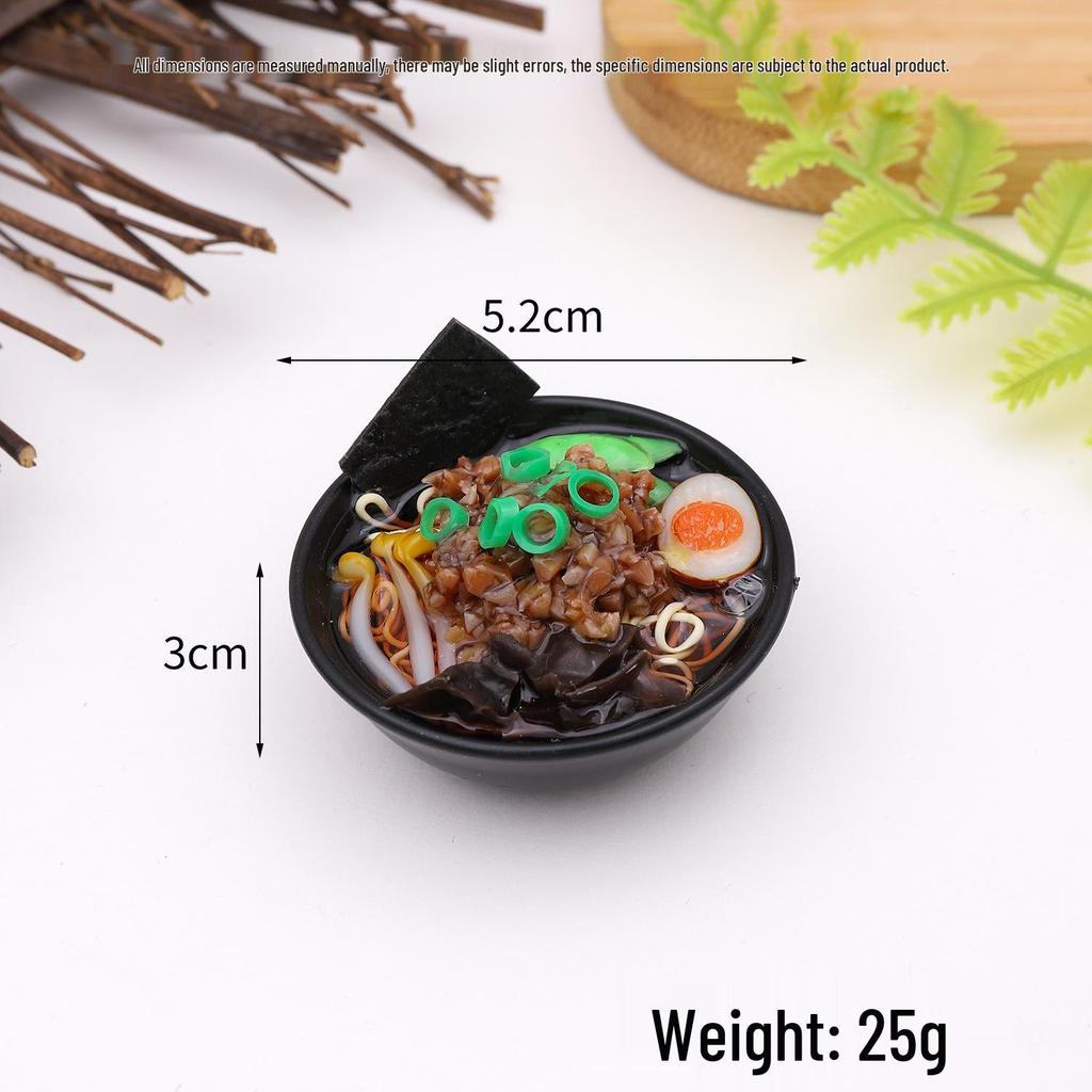 Mini Japanese Ramen Bowl Pendant - Creative Food Model Toy with Seafood Noodles