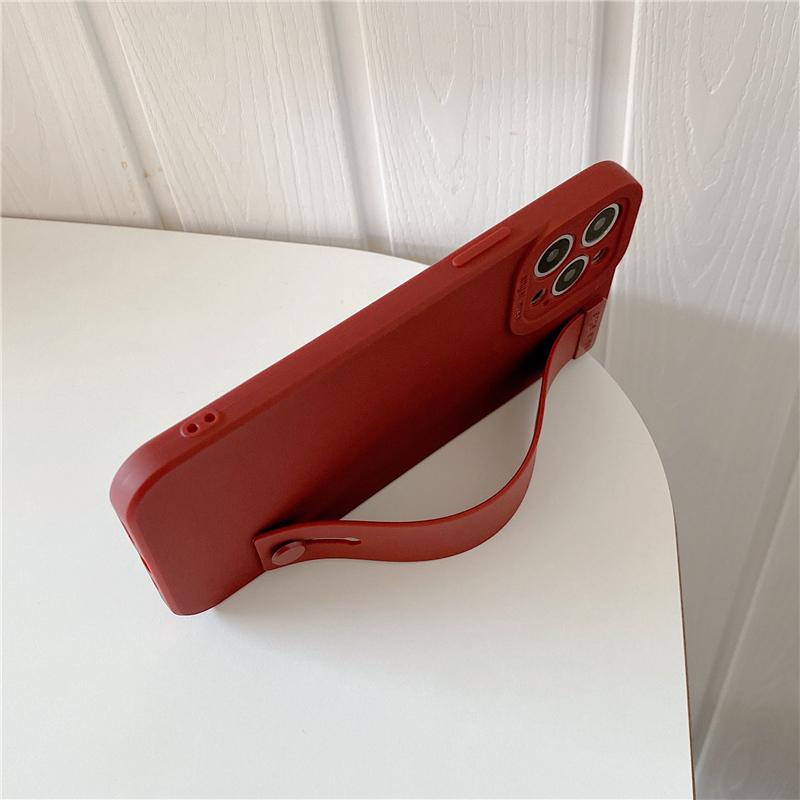 Модный винно-красный резиновый ремешок на запястье, чехол для телефона с кронштейном для Iphone 13 Pro Max 11 12 Xs X Xr 7 8 Plus, чехол на руку, мягкий бампер