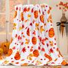 Halloween Pumpkin Maple Leaf Printed Flannel Blanket