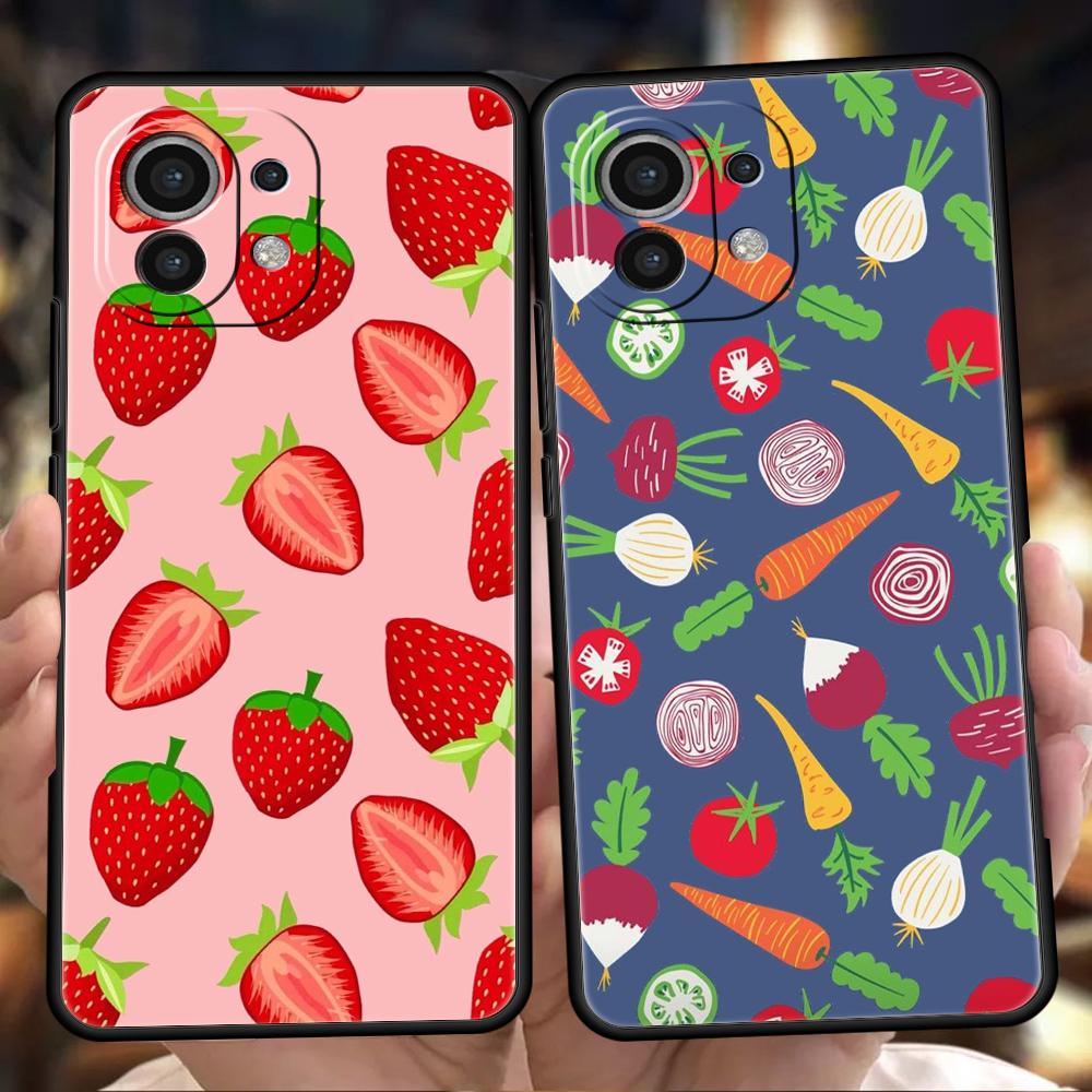 Чехол для телефона для Xiaomi 15 14 13 12 Lite 14T 13T 12T Pro Poco X7 X6 X5 X4 X3 NFC F7 Ultra F6 Pro Cover Фруктовый сок Цветочный узор