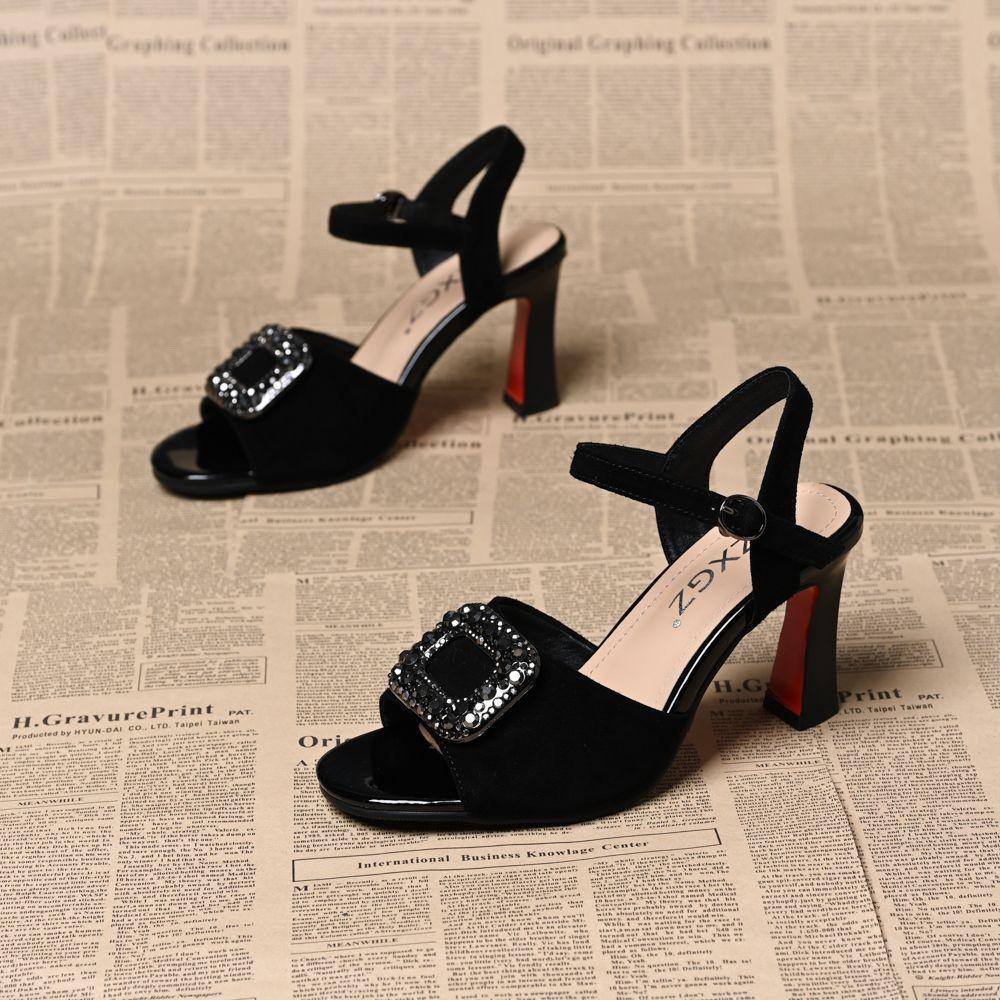 Open-toed sandals fish mouth low-top fashion sandals summer thick heel fashion versatile word with high heel sandals