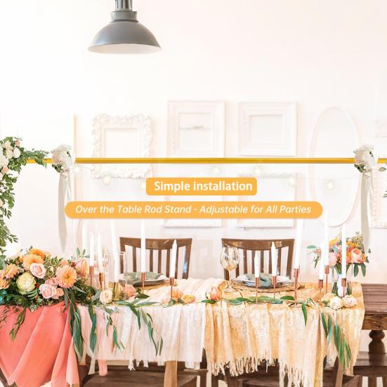 Metal Table Arch Hanging Rod Stand 16"-48'' Tall 31"-98" Length Adjustable Arch Brackets Heavy Duty Decoration Holder for Balloons Ribbons Photos