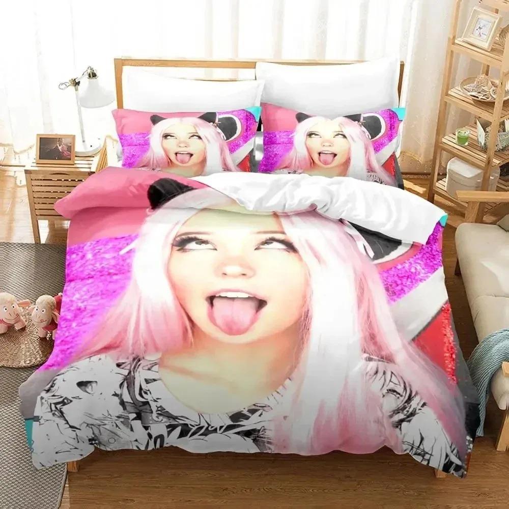 3D Печать Коллекция Постельного Белья Belle Delphine Пододеяльник Коллекция Постельного Белья Стеганое Одеяло Наволочка Одеяло Размер King Queen Коллекция Постельного Белья для Мальчиков и Взрослых