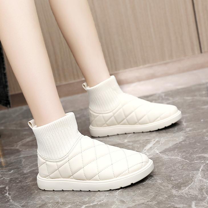 New Solid Color Snow Boots 2024 Winter Height Increasing Versatile Casual Fashion Cotton Shoes Women's Velvet Shoes