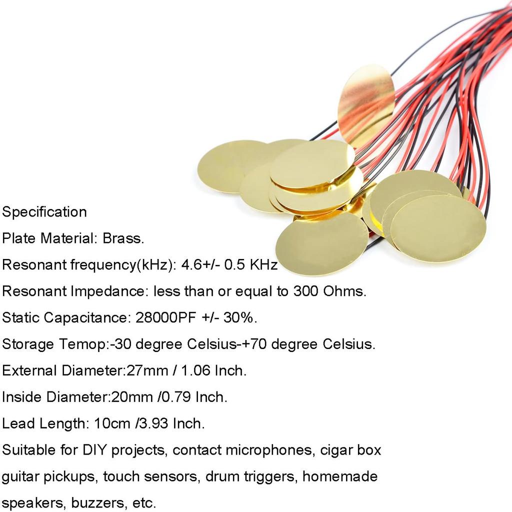 Youmile 20 шт. Лид-микрофон барабанный триггер акустический звукосниматель зуммер барабанная гитара двухсторонняя клейкая пена наклейка с 27 мм пьезо-диск пьезо-звукоснимателем