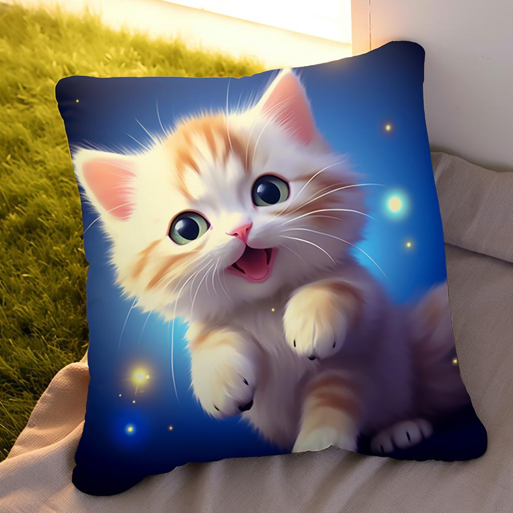 Simple Cute Kitten Pillow Cartoon Sofa Bedside Cushion Car Office Nap Cushion Cat Pillow