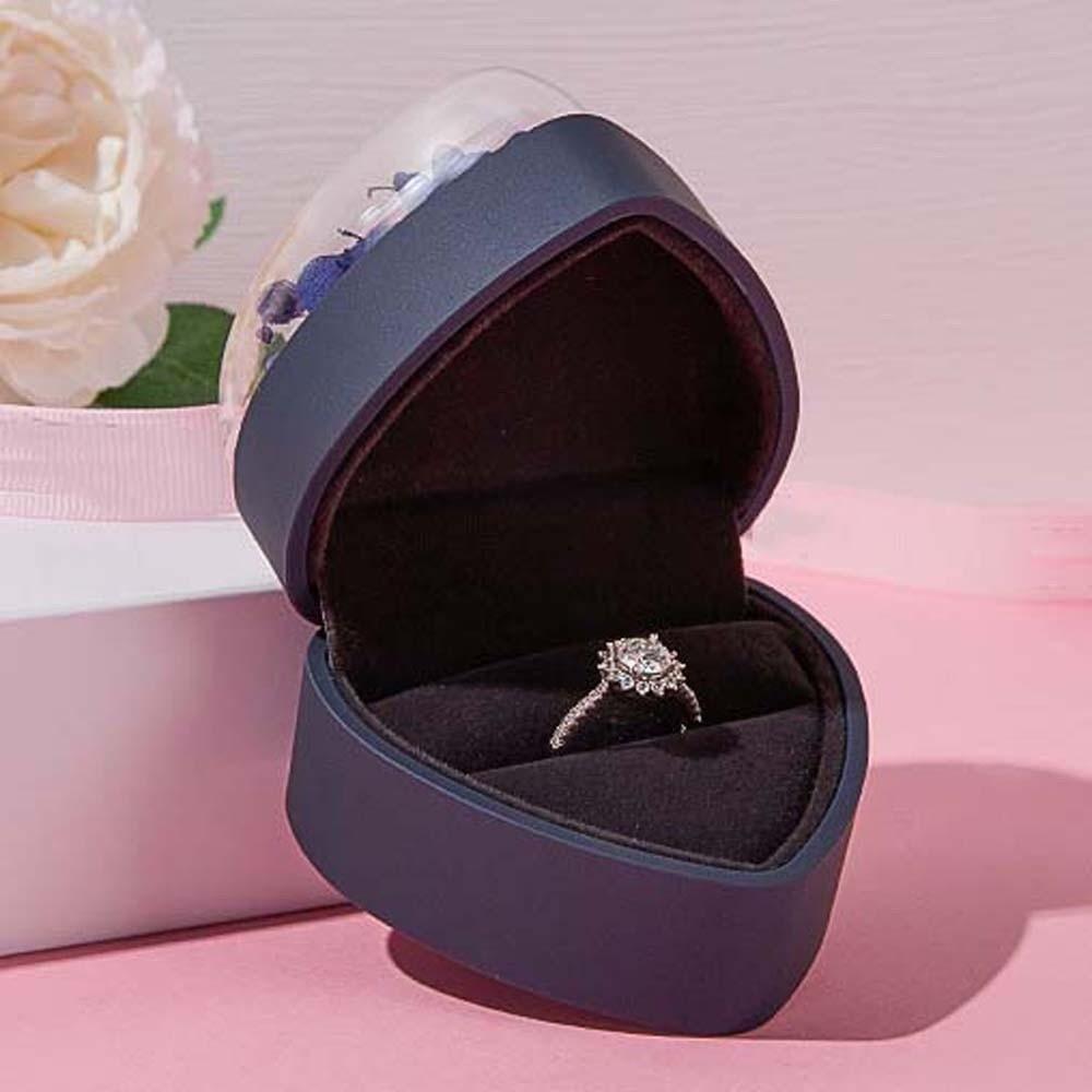 Rose Ring Display Case Acrylic Jewelry Organizer Portable Heart Ring Box  Spouse