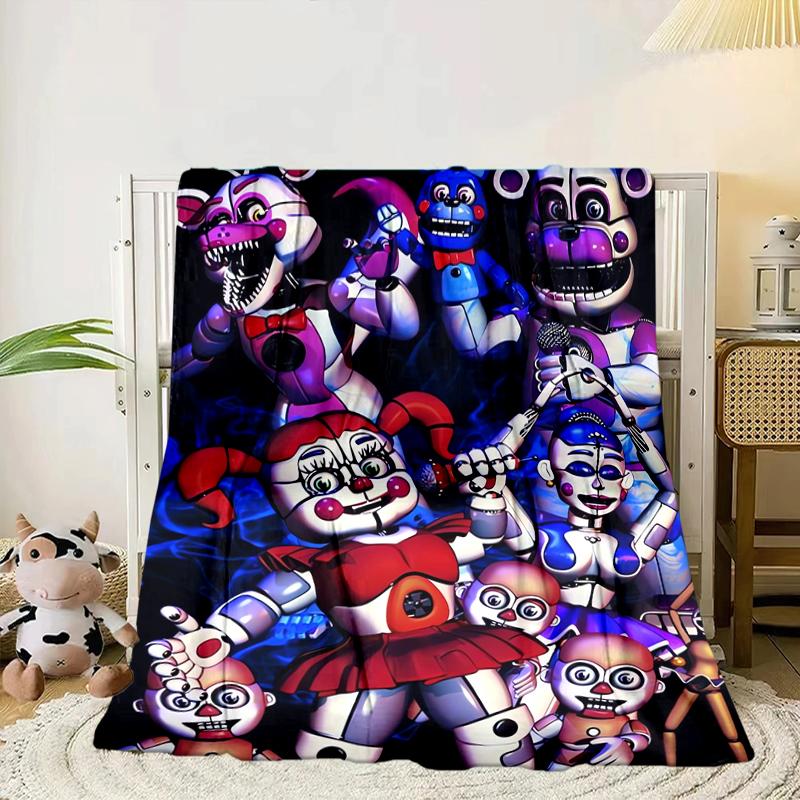 Fnaf Character Collage Blanket Flannel Blanket for bed, sofa, Camping, Hiking, Picnic Essentials, gift for family Fan gifts