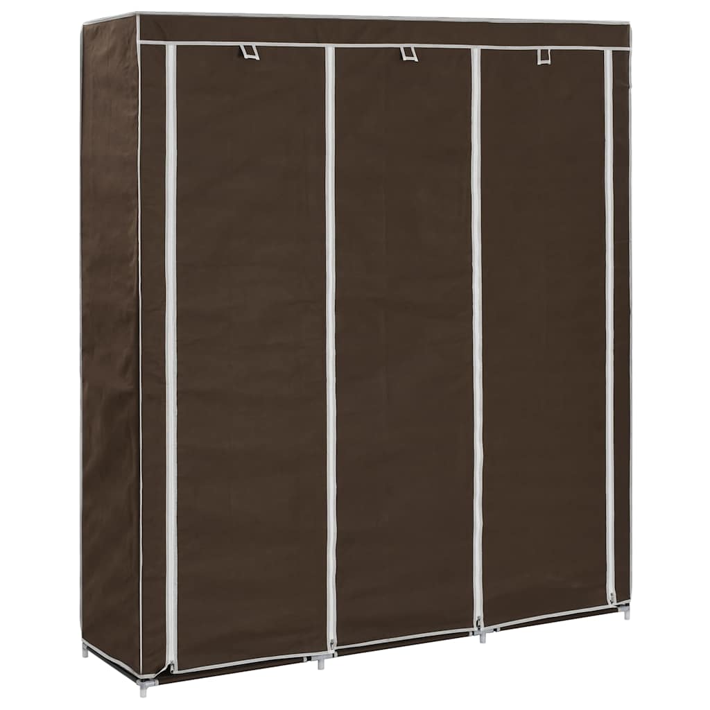 Wardrobe with Compartments and Hanging Rods Brown 150 x 45 x 175 cm Fabric