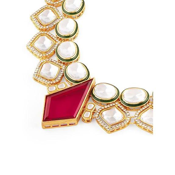 Комплект из ожерелья и серег с розовыми камнями и зелеными австрийскими бриллиантами Минакари для женщин