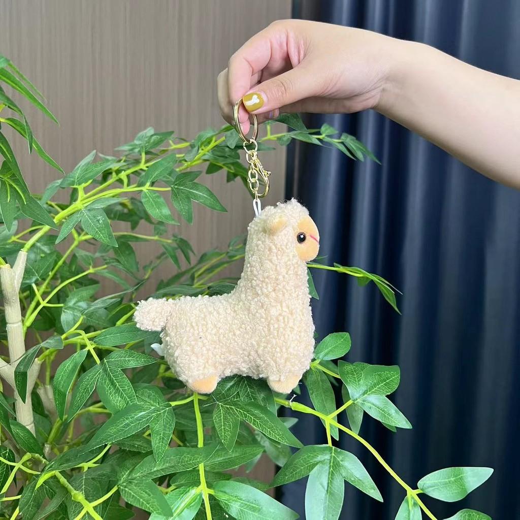 Очаровательный брелок в виде плюшевой альпаки белого и розового цвета, пушистый, восхитительный, подвеска для сумки