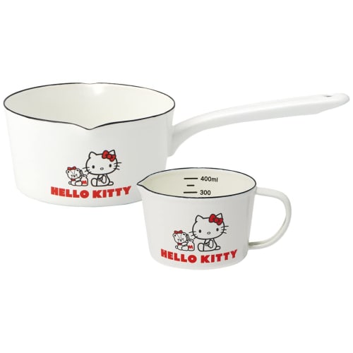 Skater Enamel Double Mouth Milk Pan 15cm 1.2L Hello Kitty & Tiny Chum Sanrio ENMP1-A