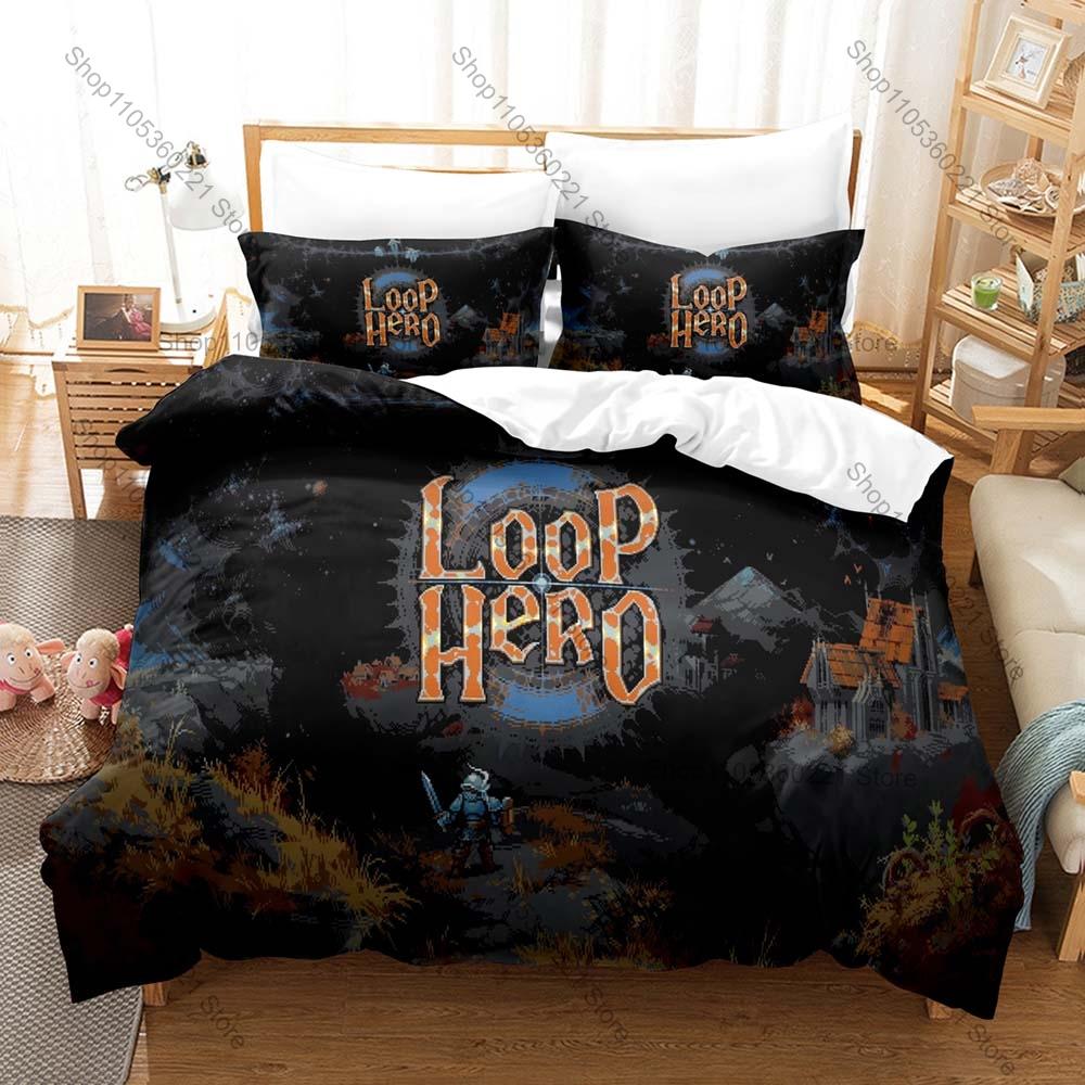 Devolver Digital Hit Loop Hero Pixel Art Game Merchandise Duvet Cover Set 1 Duvet Cover + 2 Pillowcases Indie Game Fan Holiday