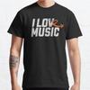 Men Fashion Casual Short Sleeves I LOVE MUSIC Tees Oversized T-shirts