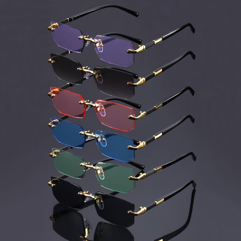 6pcs Retro Korean Sunglasses Seaside Frameless Eyeglasse Anti UV400 Gradient Shades